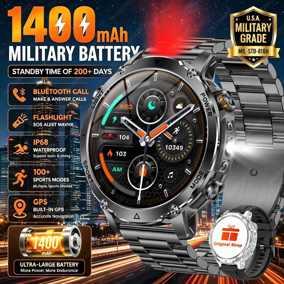 Smartwatch Watches Brands For Men - Smartwatch Masculino com Bateria Grande de