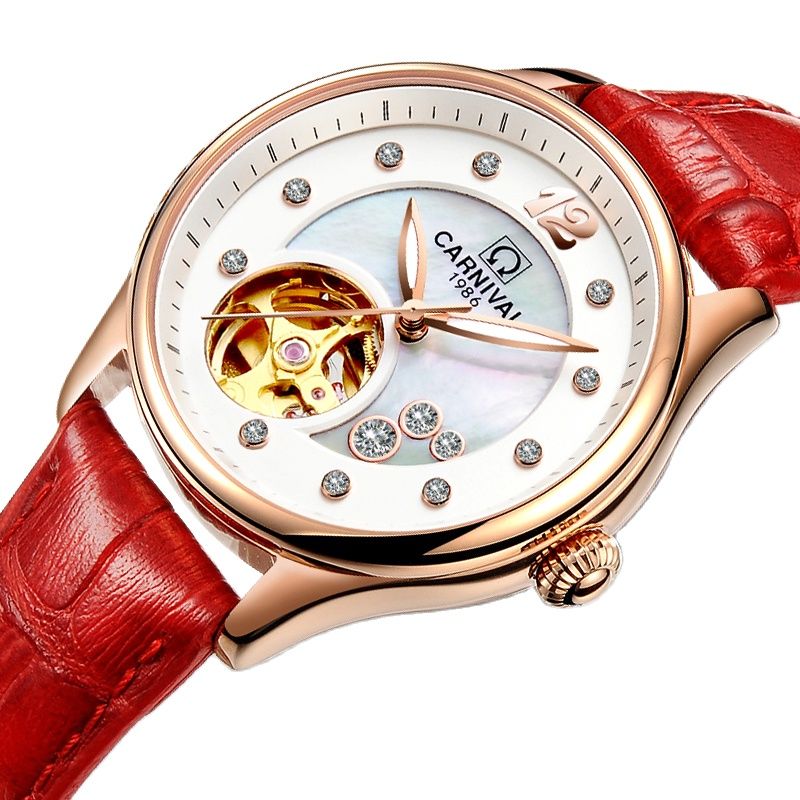 Relógio de Luxo Feminino CARNI - Skeleton Mechanical Watch avaliação e preço