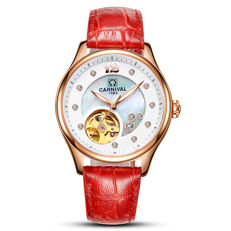 Relógio de Luxo Feminino CARNI - Skeleton Mechanical Watch avaliação e preço