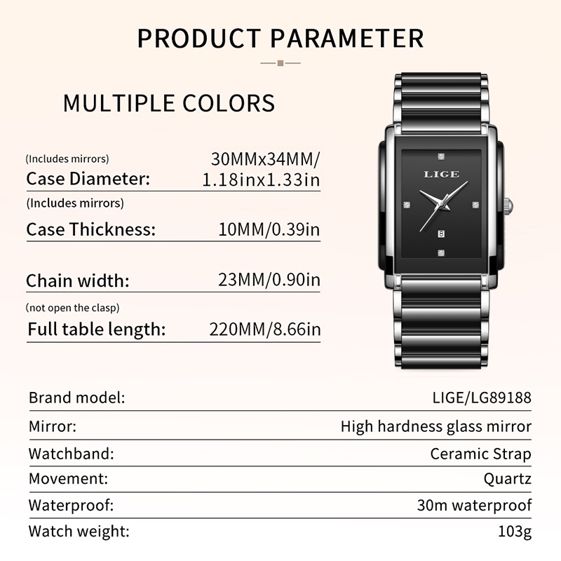 Lige novo luxo relógios femini - Luxury Ceramic Watch avaliação e preço