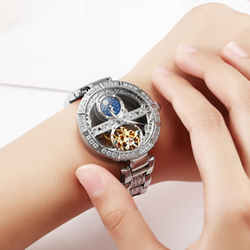 Senhoras relógio automático mu - Skeleton Mechanical Watch avaliação e preço