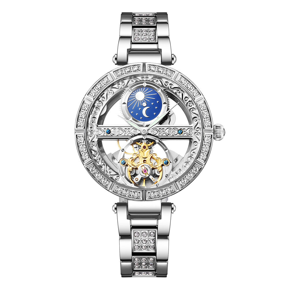 Senhoras relógio automático mu - Skeleton Mechanical Watch avaliação e preço