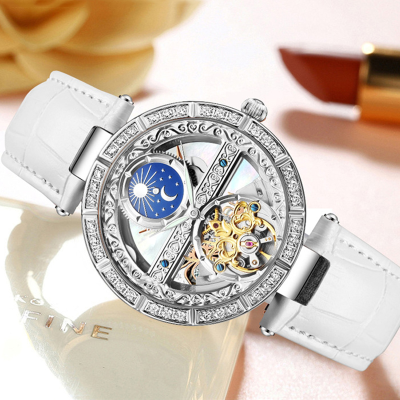 Senhoras relógio automático mu - Skeleton Mechanical Watch avaliação e preço