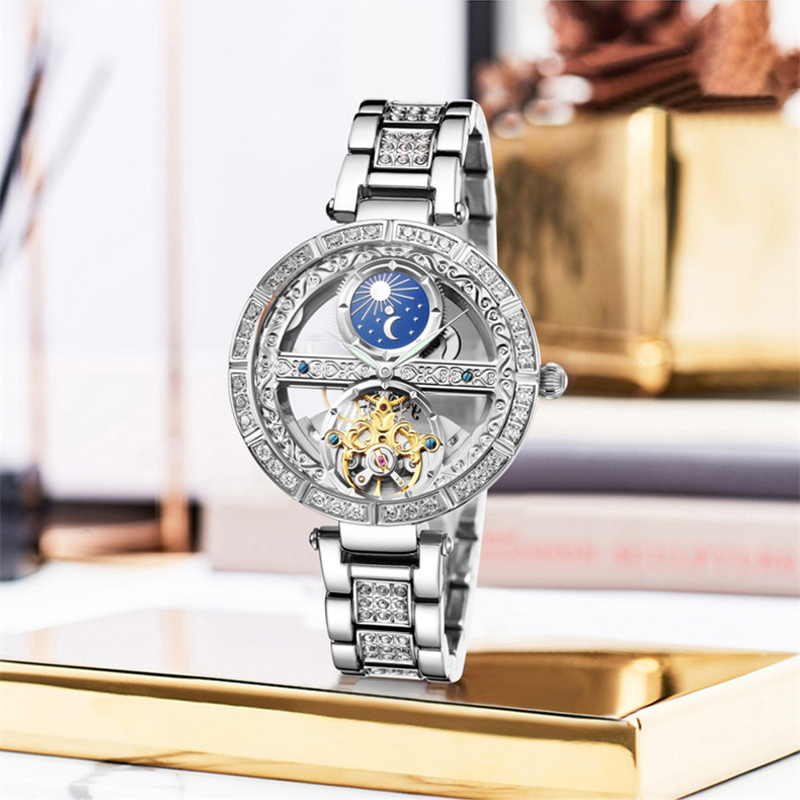 Senhoras relógio automático mu - Skeleton Mechanical Watch avaliação e preço