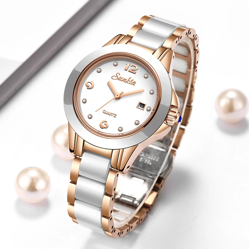 Sunkta moda casual quartzo mul - Luxury Ceramic Watch avaliação e preço