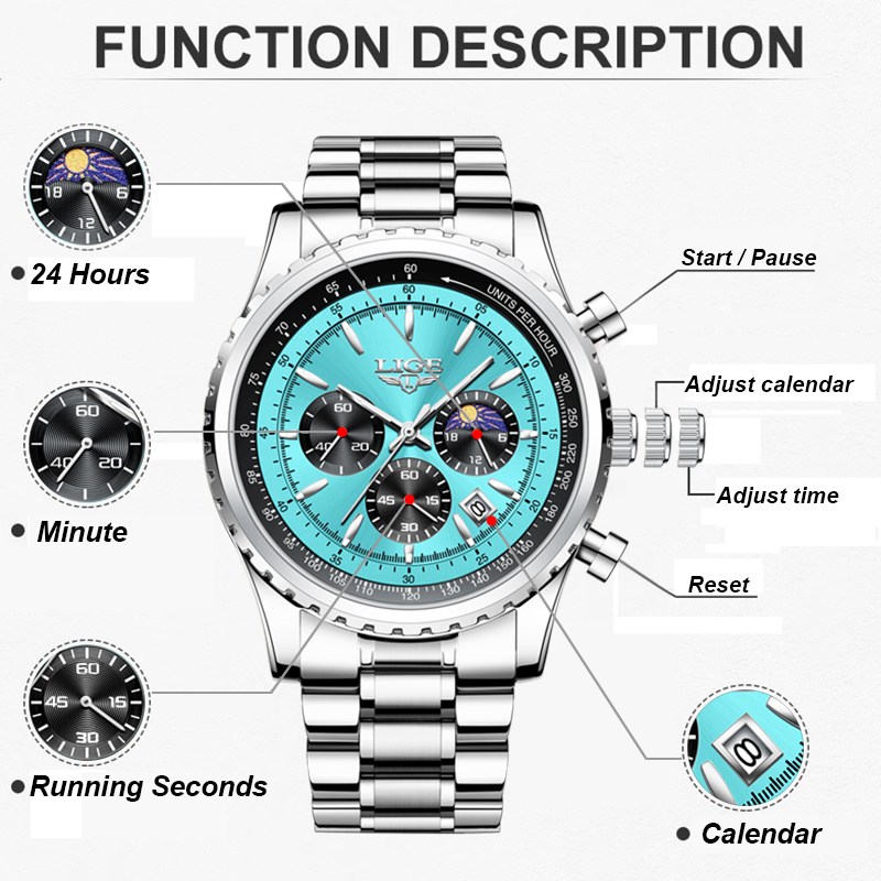 Relógio Masculino LIGE de Luxo - Smartwatch Watches Brands For Men avaliação e preço
