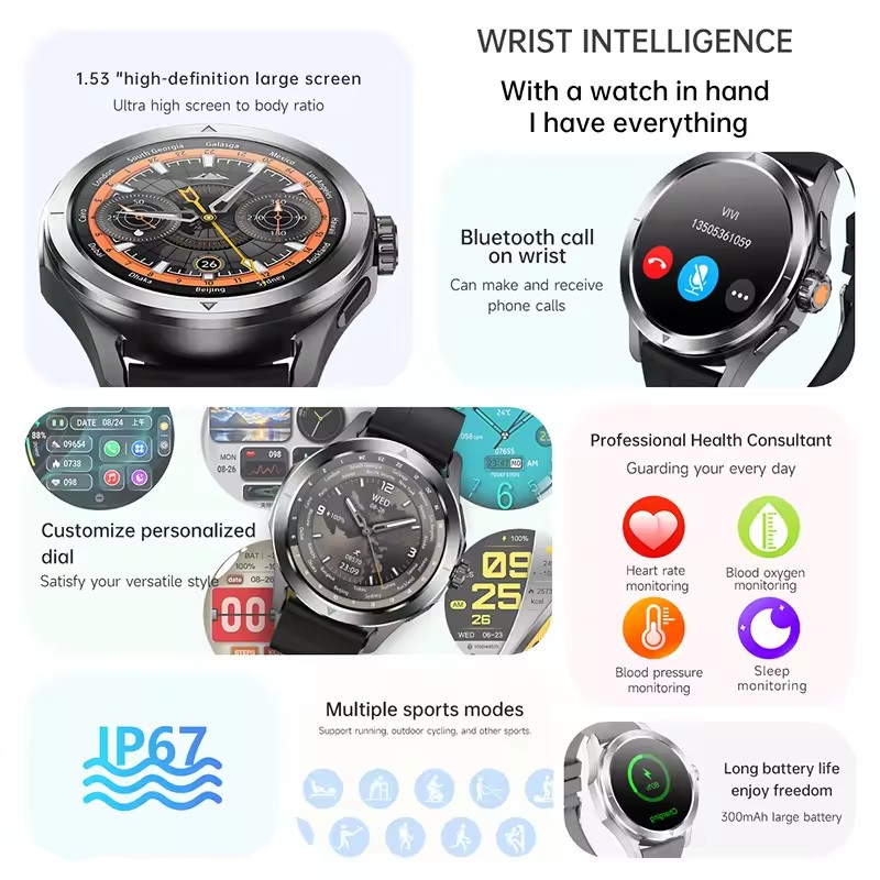 Guhuavmi nfc relógio inteligen - Smartwatch Watches Brands For Men avaliação e preço