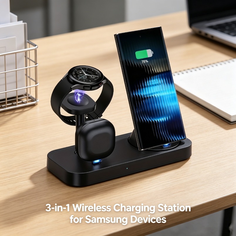 Carregador Sem Fio 3 em 1 com  - Watches Smartwatch Samsung avaliação e preço