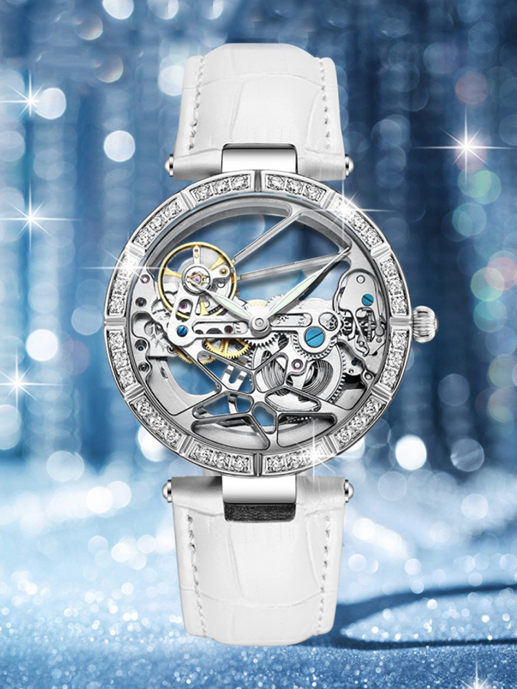 Luxo esqueleto prata dial moda - Skeleton Mechanical Watch avaliação e preço